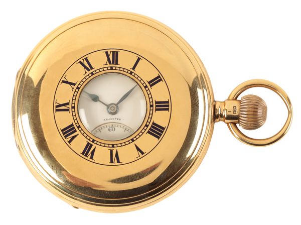 THOMAS RUSSELL & SON OF LIVERPOOL: AN 18CT GOLD HALF HUNTER GENTLEMAN'S POCKET WATCH