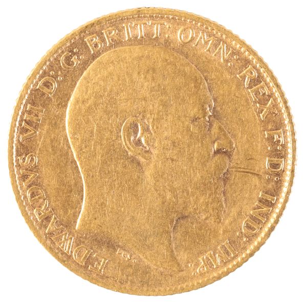 A 1908 EDWARD VII GOLD HALF SOVEREIGN