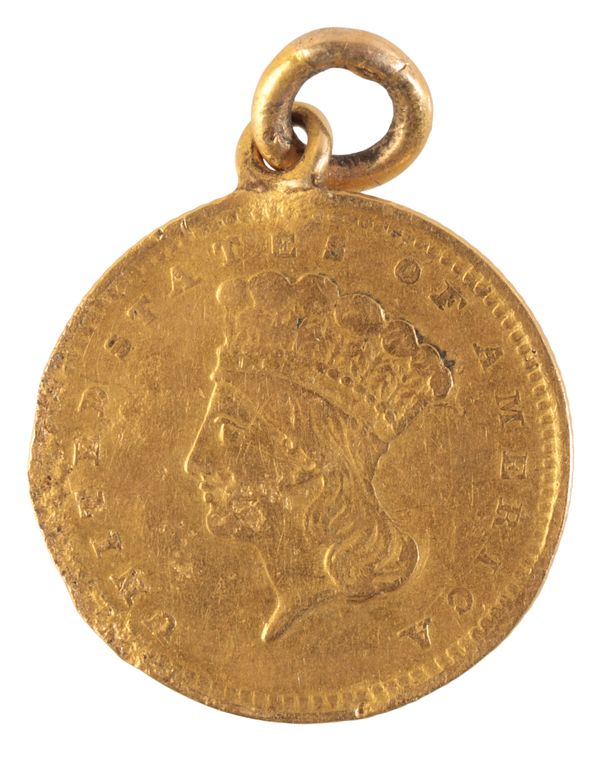 AN 1856 USA GOLD ONE DOLLAR COIN PENDANT