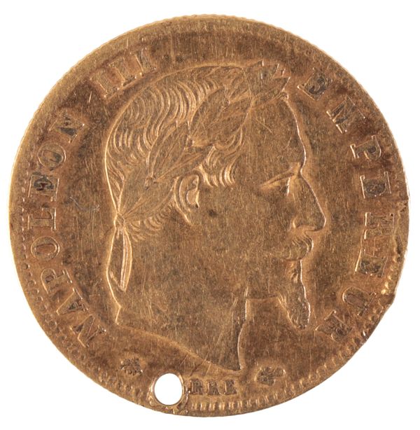 AN 1862 NAPOLEON III GOLD FIVE FRANCS PENDANT