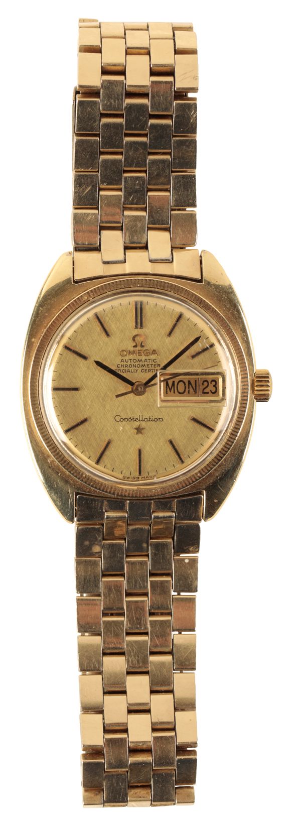 OMEGA CONSTELLATION: A GOLD-PLATED GENTLEMAN'S  BRACELET WATCH