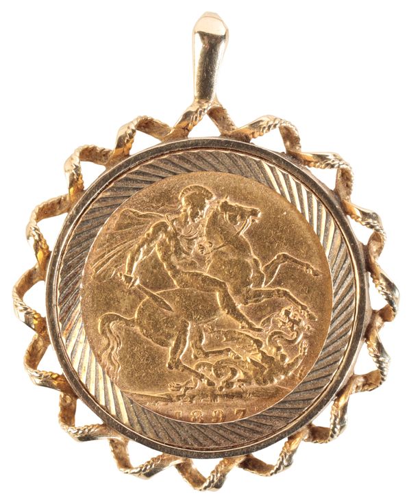 AN 1897 QUEEN VICTORIA  GOLD SOVERIGN PENDANT