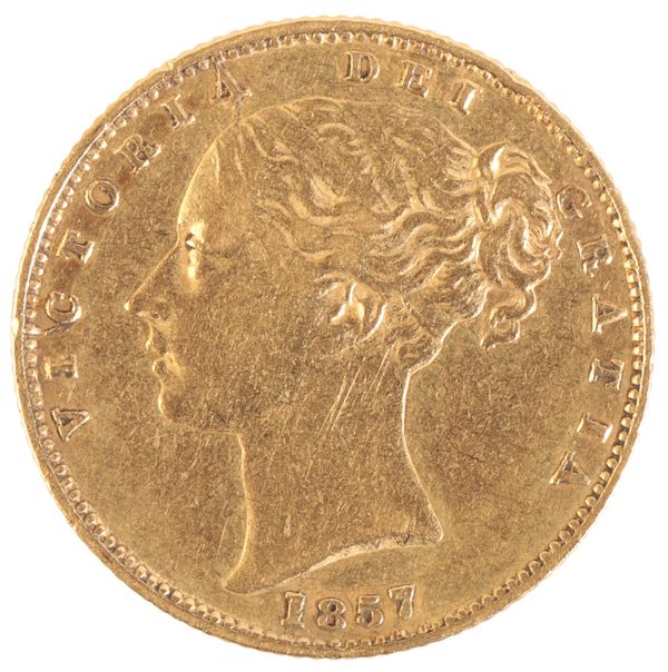 AN 1857 QUEEN VICTORIA GOLD SOVEREIGN