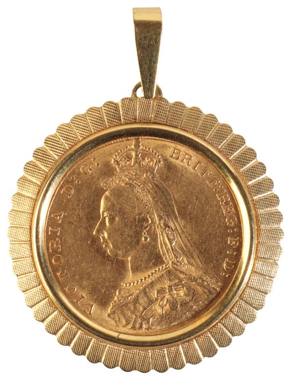 AN 1887 QUEEN VICTORIA GOLD SOVEREIGN PENDANT