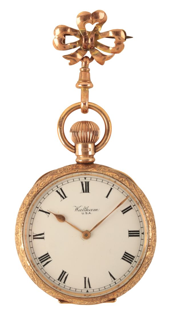 WALTHAM: A 9CT GOLD OPEN FACE  POCKET WATCH