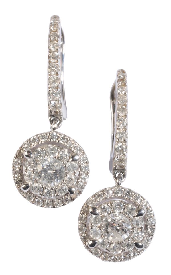 A PAIR OF DIAMOND CLUSTER EARRINGS