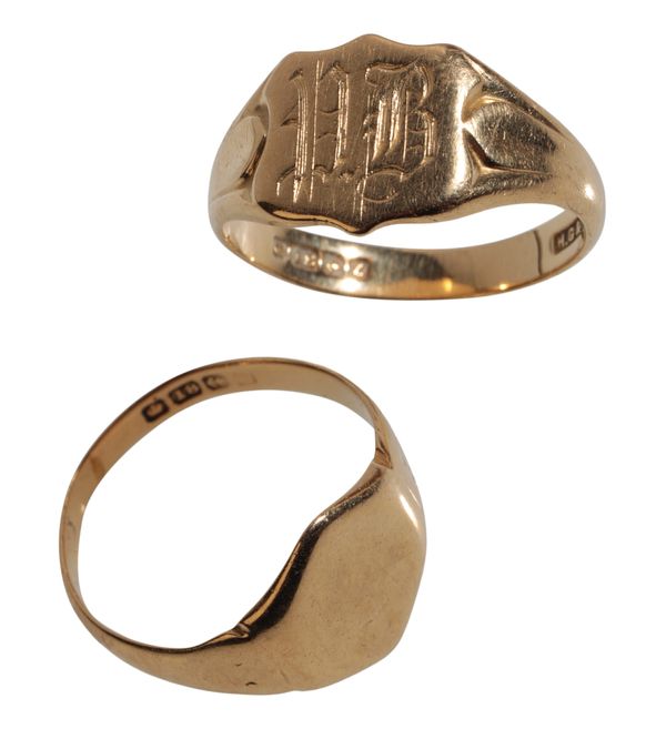 TWO 18CT GOLD SIGNET RINGS