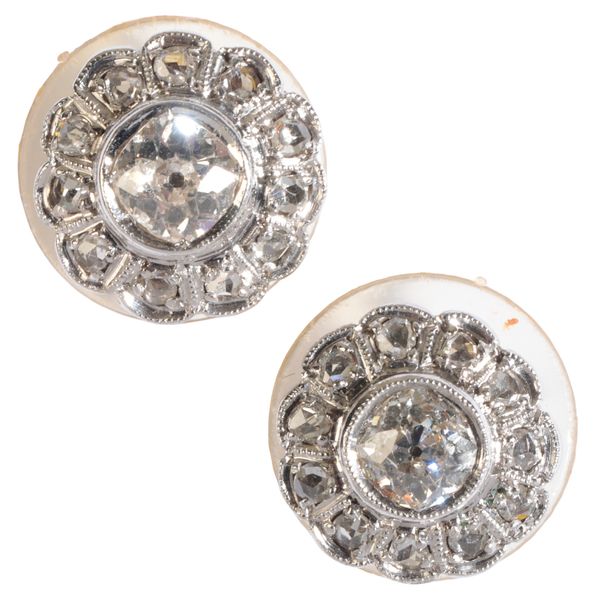 A PAIR OF OLD-CUT DIAMOND CLUSTER EARRINGS