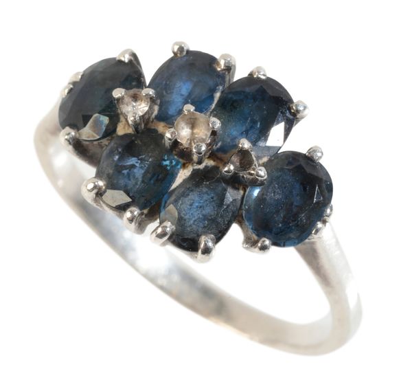 A SAPPHIRE CLUSTER RING