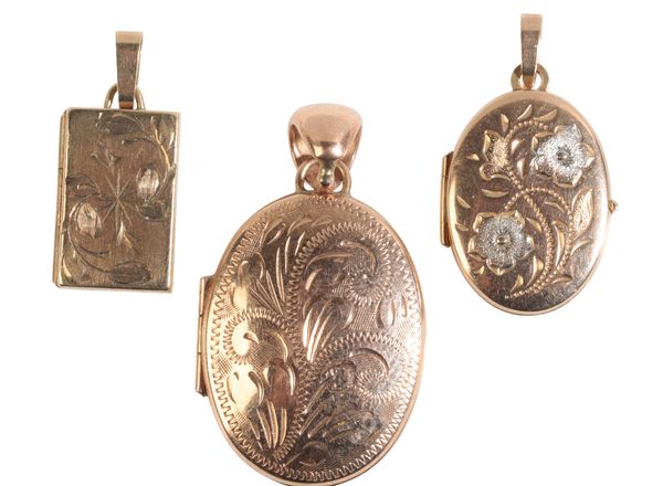 THREE 9CT GOLD LOCKETS