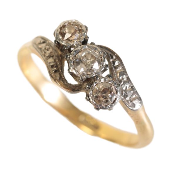 A THREE STONE DIAMOND RING