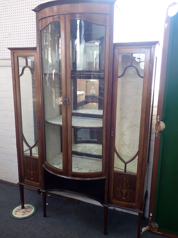 AN EDWARDIAN INLAID DISPLAY CABINET