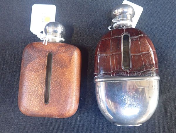 MAPPIN AND WEBB 1905: EDWARDIAN SILVER AND LEATHER HIP FLASK