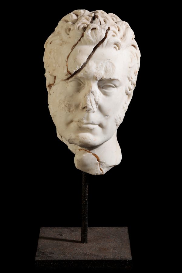 A REGENCY MARBLE HEAD OF A GENTLEMAN