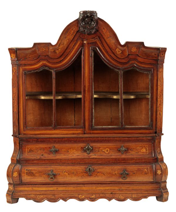 A DUTCH WALNUT AND MARQUETRY APPRENTICE CABINET