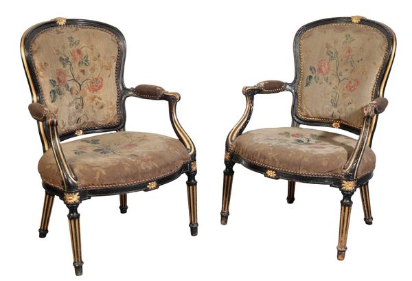 A PAIR OF GEORGE III FAUTEUILS