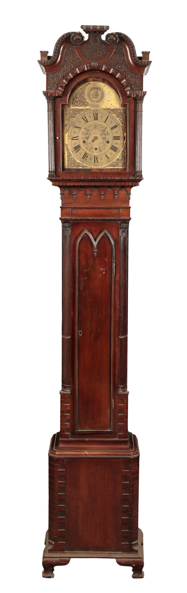 AN EDWARDIAN MAHOGANY LONGCASE CLOCK BY MAPLE & CO