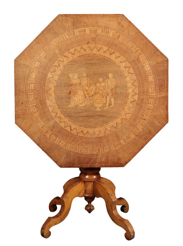 AN ITALIAN WALNUT AND MARQUETRY CENTRE TABLE