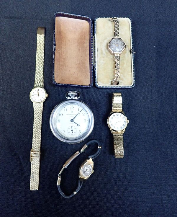 TWO 9CT GOLD LADIES' WATCHES, AND OTHER WATCHES