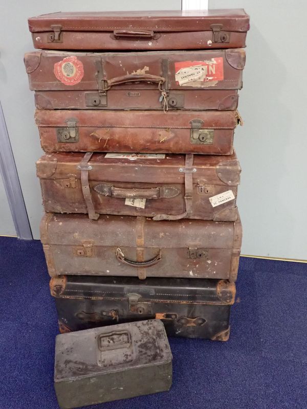 A COLLECTION OF VINTAGE  LUGGAGE, SOME WITH OLD LABELS
