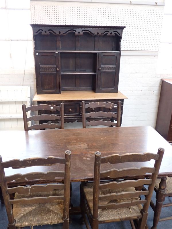 AN OAK 'JACOBETHAN' STYLE DRESSER