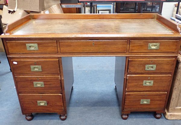 A MAHOGANY MILITARY/NAVAL DESK, CIRCA 1900