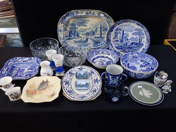 SPODE ITALIAN BLUE BOWL AND DISH