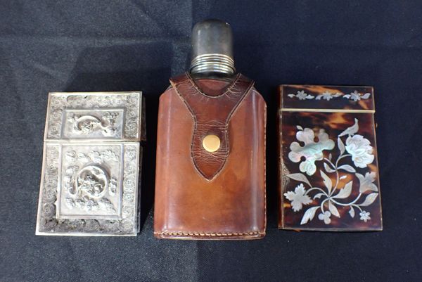 A MOTHER OF PEARL AND TORTOISE CARD CASE