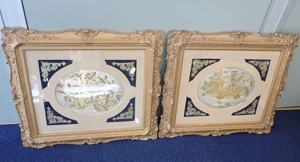 TWO WHITE AND YELLOW METAL FRAMED AND GLAZED ENGRAVINGS