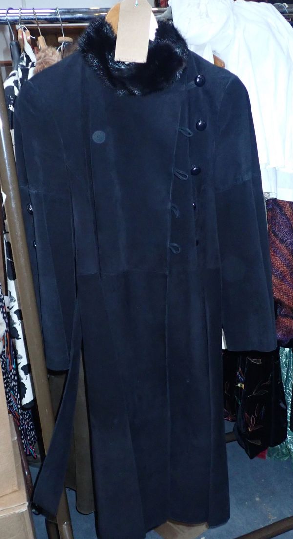 BRADLEY: A VINTAGE FULL LENGTH BLACK SUEDE COAT