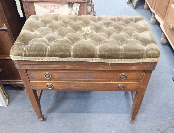 A FITTED CABINET WITH UPHOLSTERED 'B' MONOGRAMMED HINGED TOP