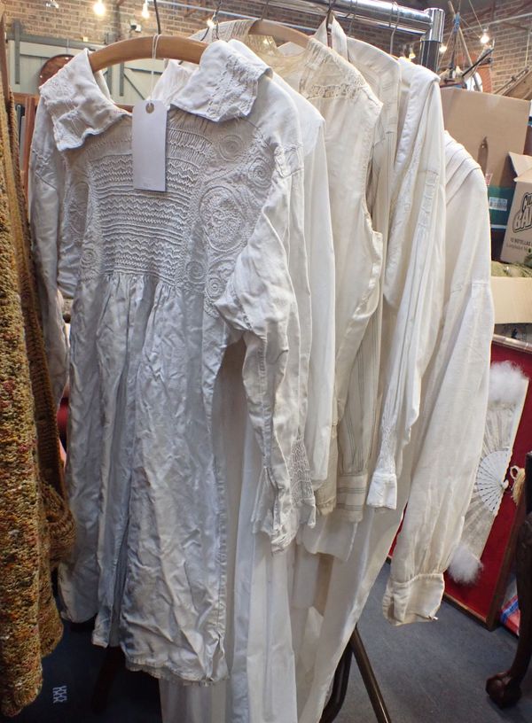 A COLLECTION OF  VINTAGE WHITE LINEN GARMENTS