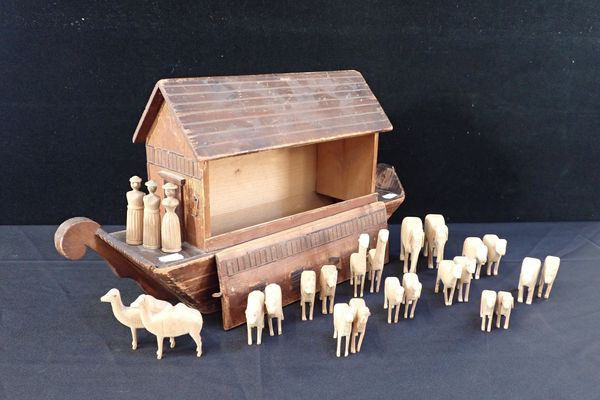 A 19TH CENTURY FOLK ART HAND BUILT NOAH'S ARK