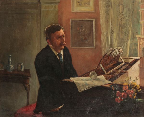JOSEPH BAILE (1862-1921) A portrait of a gentlemen seated composing at a piano