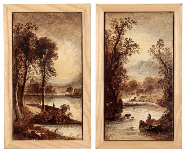 WILLIAM (BILLY) YALE: A PAIR OF HANDPAINTED FRAMED TILES