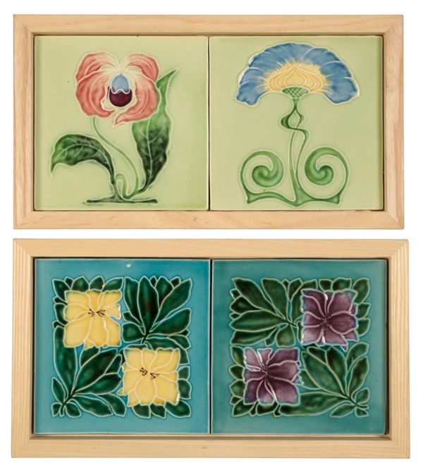 GEORG SCHMIDER: TWO FRAMED ART NOUVEAU TWO TILE PANELS