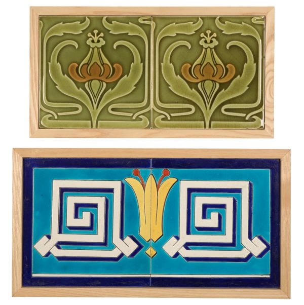 VILLEROY & BOCH: A TWO TILE ART NOUVEAU FRAMED PANEL