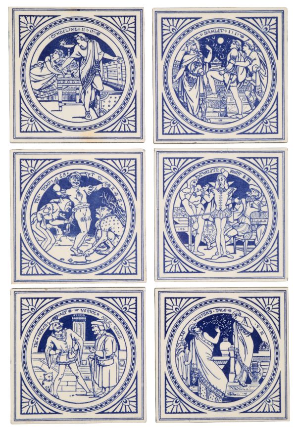 MINTONS: A SET OF SIX 'SHAKESPEARE' TILES DESIGNED BY JOHN MOYR SMITH