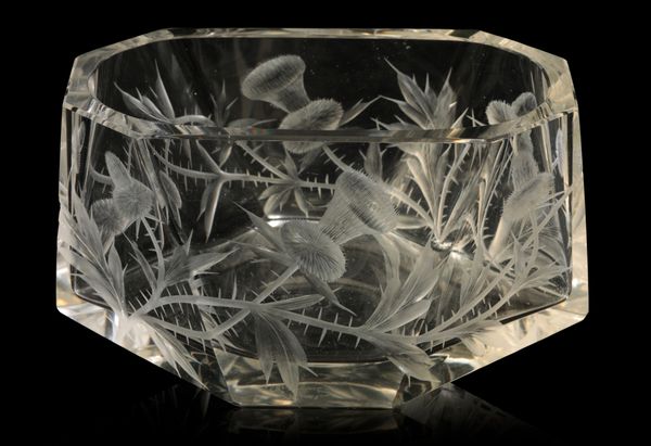 MOSER: A 'THISTLE' INTAGLIO CUT CRYSTAL BOWL