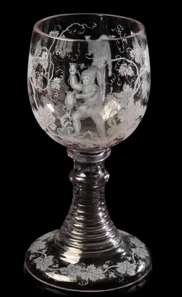 A BOHEMIAN HATCH DECORATED GOBLET