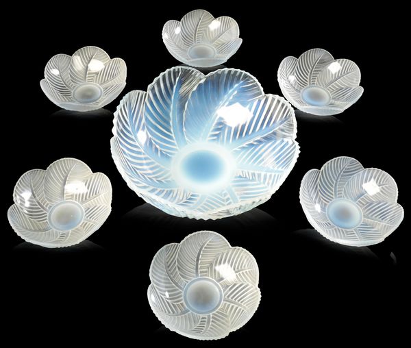 *PIERRE D'AVESN (1901-1990): AN OPALESCENT GLASS DESSERT SERVICE