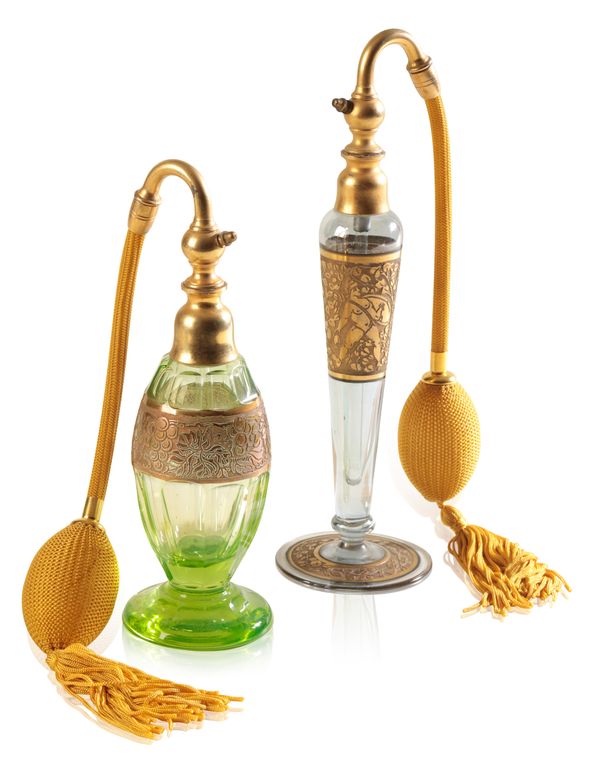 TWO BOHEMIAN PERFUME ATOMISERS