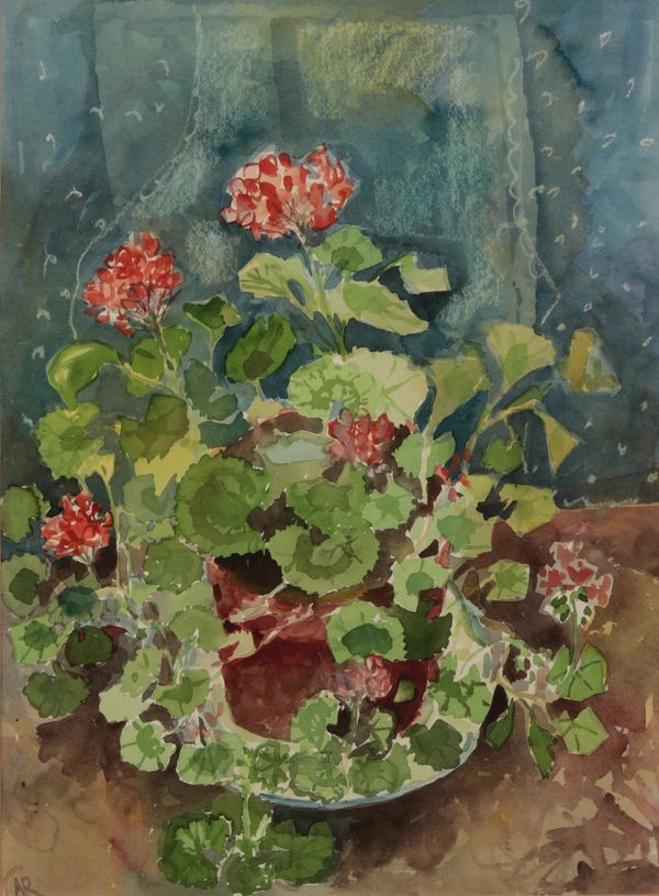 *ANTHEA CRAIGMYLE (1933-2016) A still life study of geraniums in a pot