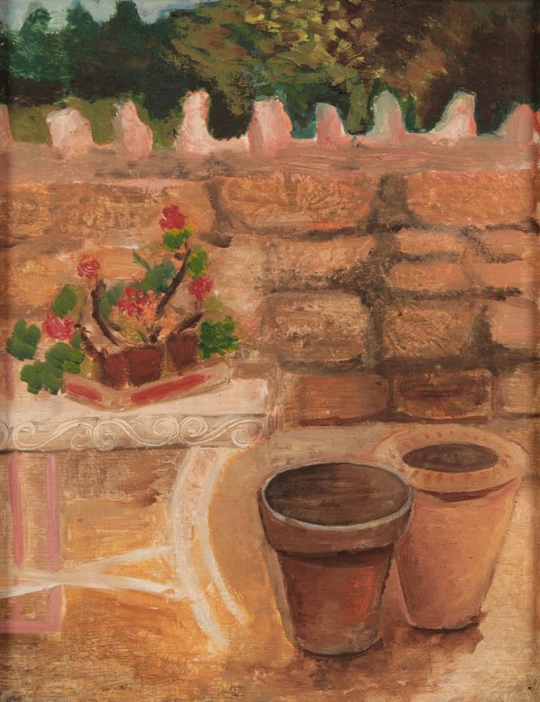 *ANTHEA CRAIGMYLE (1933-2016) Plants on a garden table beside pots