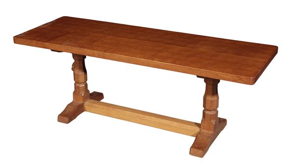 WORKSHOP OF ROBERT 'MOUSEMAN' THOMPSON (1876-1955): AN ENGLISH OAK REFECTORY STYLE COFFEE TABLE