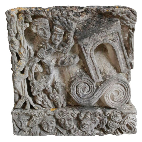 *ANTHONY LYSYCIA (B. 1959) a rectangular stone carving