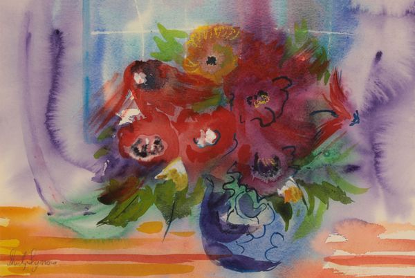 *SHIRLEY SEYMOUR (Contemporary) A Still life study of flowers in a vase