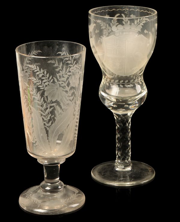 TWO LARGE 19TH CENTURY CONTINENTAL GLASS GOBLETS