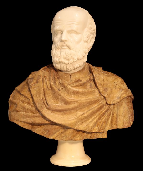 A SCAGLIOLA AND CARRERA MARBLE BUST