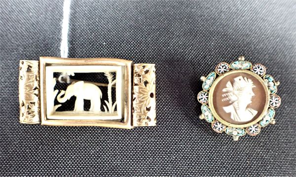 A MICROMOSAIC AND CAMEO BROOCH